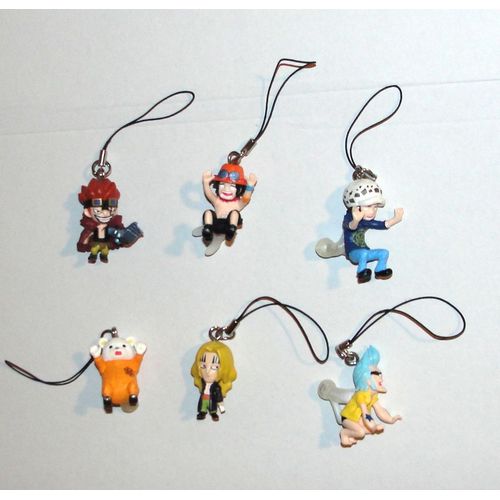 One Piece Lot 6 Porte Cles Different Personnages Manga Shonen - Figurine Bandai Decoration Téléphone Portable