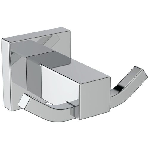 Double patère murale chrome