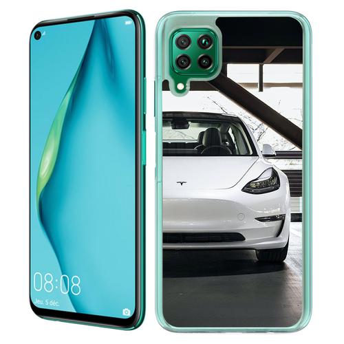 Coque Pour Huawei P40 Lite - Tesla Model 3 Blanc