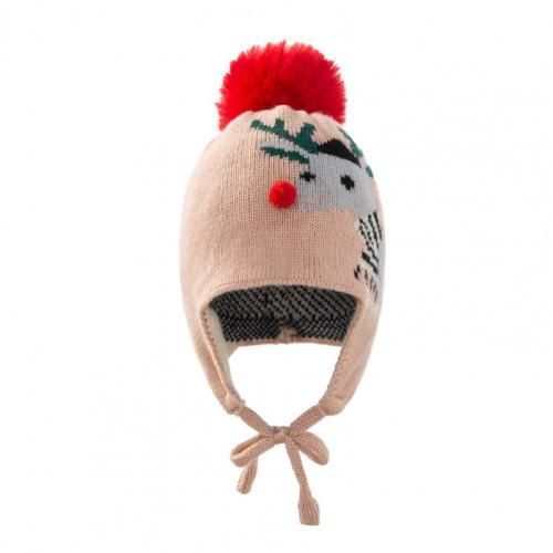 Bonnet En Peluche Pour Bébé Fille, Chaud, Automne-Hiver, En Jacquard, Bonnet De Noël, Chapeau De Fête