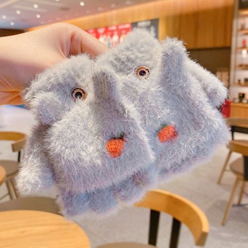 Gants Chauds D'hiver Pour Enfants Filles De 3 À 15 Ans, Mitaines En Nylon Pour Couvrir La Moitié Des Doigts Avec Des Animaux