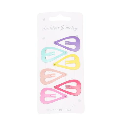 Pinces À Cheveux Pour Filles, 6 Pièces, En Métal, En Forme De C¿Ur, Dessin Animé Mignon, Couleur Bonbon, Bébé Bb, Épingles À Cheveux, Accessoires Pour Enfants 