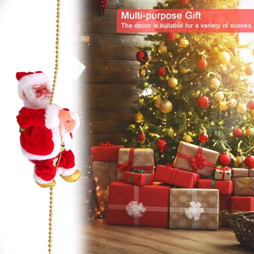 Jouets Électriques Pour Père Noël, Échelle D'escalade, Chaîne De Perles, Poupée De Vieil Homme De Noël Avec Musique Grimpante, Cadeaux Créatifs Pour Enfants, Décor De Noël