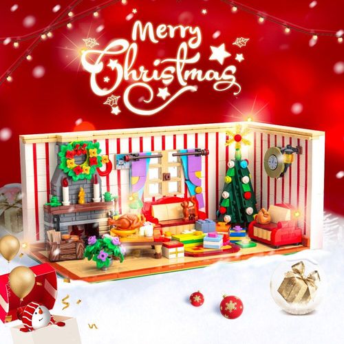 Blocs De Construction Amusants, Ville, Village D'hiver, Arbre De Noël, Maison De Noël, Père Noël, Briques, Jouets, Cadeaux Pour Filles, 2021