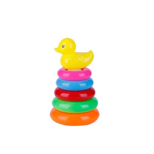 Tour Jenga Arc-En-Ciel Pour Enfants, 9 Pièces, Petit Canard Jaune, Cercle D'empilage, Jouet Puzzle, Anneau, Éducation De La Petite Enfance, Jouets Pour Enfants