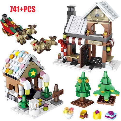 Blocs De Construction Modèle Arbre De Noël En Briques, Jouet Pour Enfants, Ville, Village, Épicerie, Cabane, Pain D'épices, Maison, Père Noël, 2021