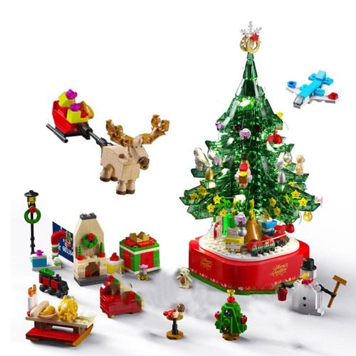Blocs De Construction Bonbonnière Bonhomme De Neige, Ville, Village D'hiver, Noël, Bricolage, Boîte À Musique De Rêve Technique, Briques, Jouets Cadeaux Pour Filles, 2021
