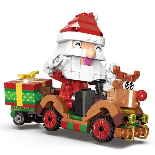 Jouet De Ville, Village D'hiver, Noël, Père Noël, Renne, Chariot, Blocs De Construction, Bricolage, Briques, Cadeaux Pour Filles, 2021