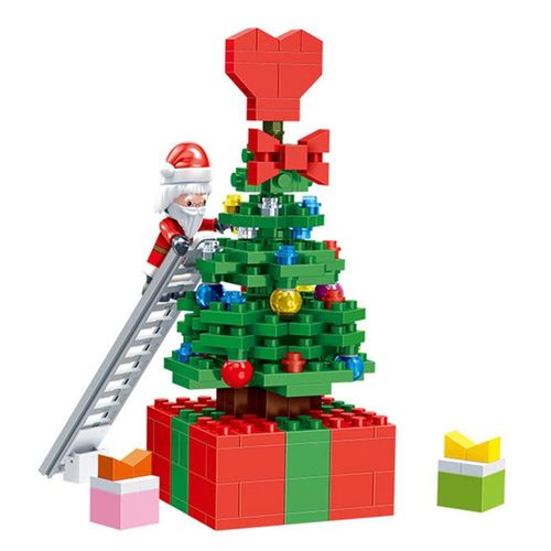 Blocs De Construction, Ville, Village D'hiver, Arbre De Noël, Père Noël, Briques À Monter Soi-Même, Jouets Cadeaux Pour Filles, 2021