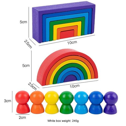 Jeu D'équilibre Montessori Pour Bébé, Blocs De Construction Arc-En-Ciel En Bois, Bricolage Créatif, Jouet Éducatif Pour Enfants, Cadeau