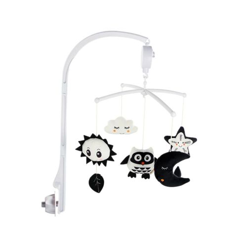 Hochets De Berceau Pour Bébé De 0 À 12 Mois, Jouet Mécanique Pour Bébé, Boîte À Musique Animal Noir Et Blanc, Cloche De Lit, Jouets Mobiles Pour Nouveau-Nés