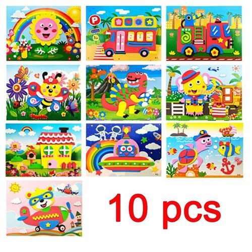 Autocollants en mousse EVA 3D pour enfants, Puzzle, jouets, artisanat, cadeau d'anniversaire pour tout-petits, DIY bricolage, 10 pièces