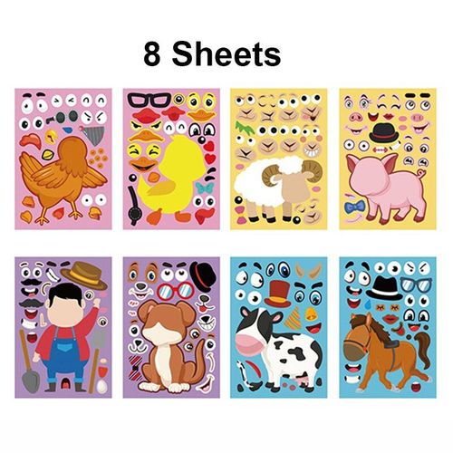 Autocollants De Bricolage Pour Enfants, Jeu De Puzzle, Princesse, Animal, Dinosaure, À Assembler, Reconnaissance, Entraînement, Jouet Éducatif, Cadeaux De Fête