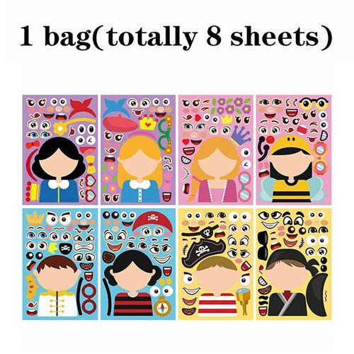 8 Pièces/Ensemble Jeux De Puzzle Amusants Princesse Roi, Jeu De Rôle Réutilisable, Autocollants, Dessin Animé, Jouets Éducatifs D'apprentissage Pour Enfants, Garçons Et Filles