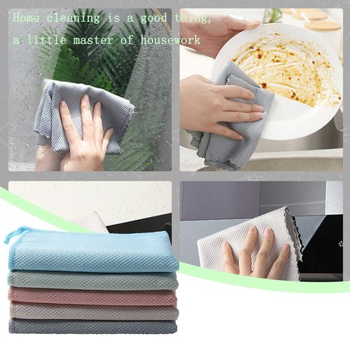 Chiffons Anti-Graisse De Cuisine 5 Pièces, Écailles De Poisson Efficaces, Chiffon De Nettoyage, Lavage De La Vaisselle À Domicile, Serviette De Nettoyage