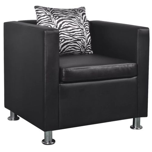 Fauteuil Chaise Siège Lounge Design Club Sofa Salon Cuir Synthétique Noir Helloshop26 1102078/3