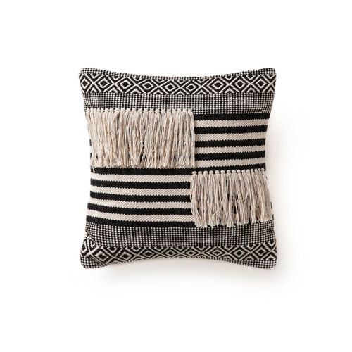 Housse De Coussin Deja Noir & Blanc 45x45 Cm - Tapis Poil Court Design Moderne Pour Salon
