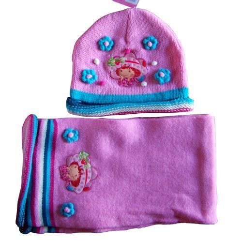 Ensemble Bonnet Et Écharpe Charlotte Aux Fraises Rose 2-4 Ans