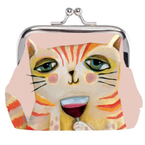 Petit Porte monnaie Wine - Chat par Michelle Allen