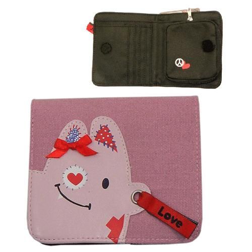 Petit portefeuille rose Love and Peace