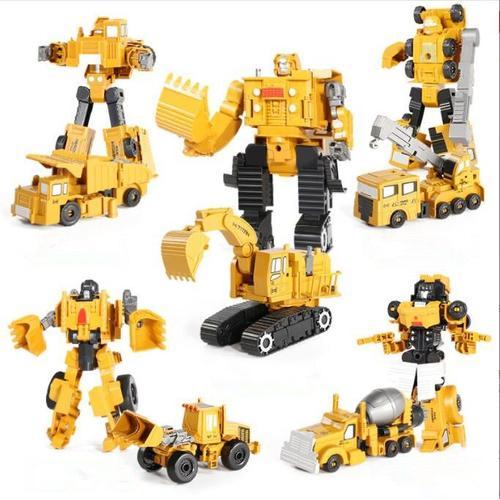 Jouets De Construction, Transformer Robot Jouet Briques De Construction 5 En 1 Tractopelle Tracteur Jouet Blocs Cadeau