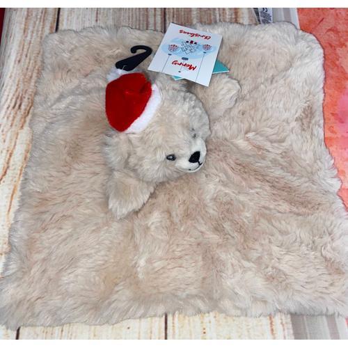 Doudou Ours Tex Baby Blanc Creme Beige Clair Chapeau Rouge Blanc Noel Peluche Jouet Bebe Magic Christmas Ourson Bebe