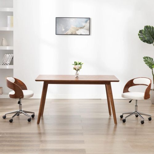 Vidaxl Chaise Pivotante À Manger Blanc Bois Courbé Et Similicuir