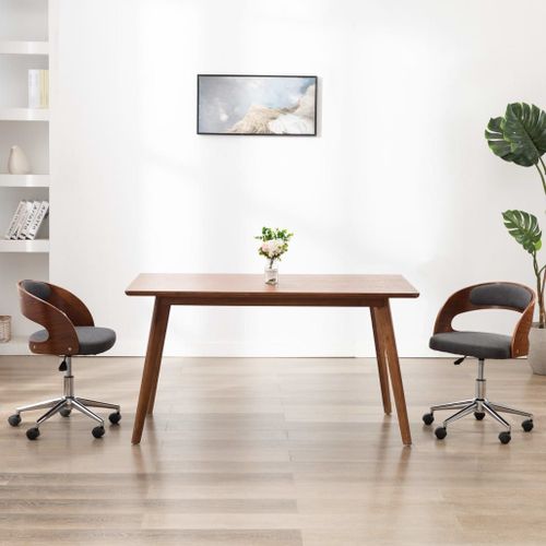 Vidaxl Chaise Pivotante À Manger Gris Bois Courbé Et Tissu