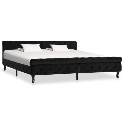 Vidaxl Cadre De Lit Sans Matelas Noir Velours 200x200 Cm