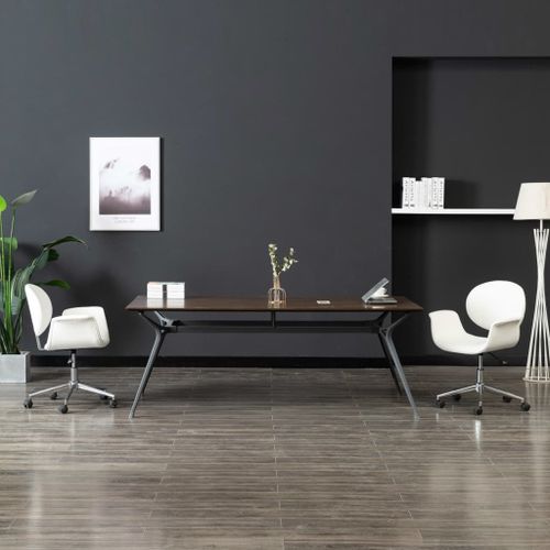 Vidaxl Chaise Pivotante De Bureau Blanc Similicuir