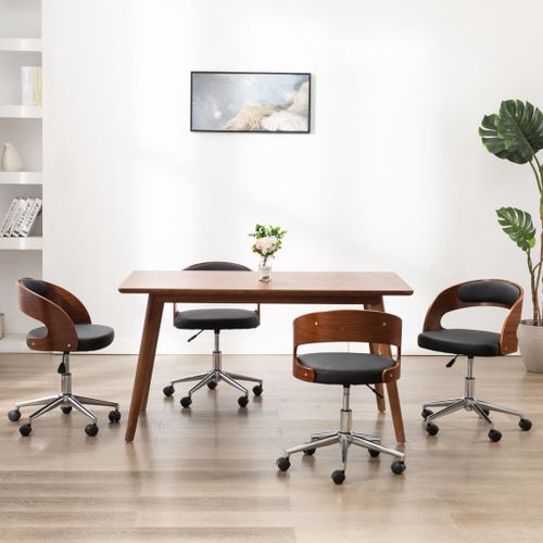Vidaxl Chaises Pivotantes À Manger Lot De 4 Bois Courbé Et Similicuir