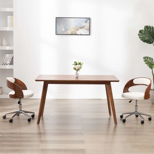 Vidaxl Chaises Pivotantes À Manger Lot De 2 Bois Courbé Et Similicuir