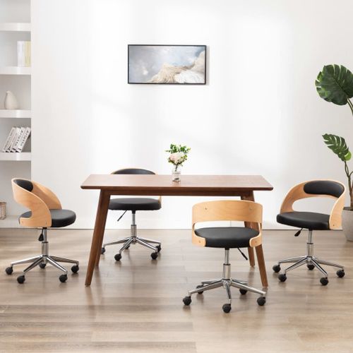 Vidaxl Chaises Pivotantes À Manger Lot De 4 Bois Courbé Et Similicuir