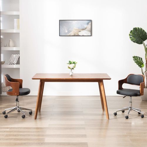 Vidaxl Chaises Pivotantes À Dîner 2 Pcs Noir Bois Courbé Et Similicuir