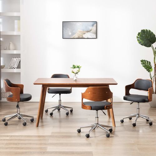 Vidaxl Chaises Pivotantes À Dîner 4 Pcs Noir Bois Courbé Et Similicuir