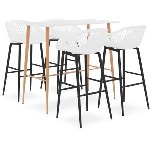 Vidaxl Ensemble De Bar 5 Pcs Blanc