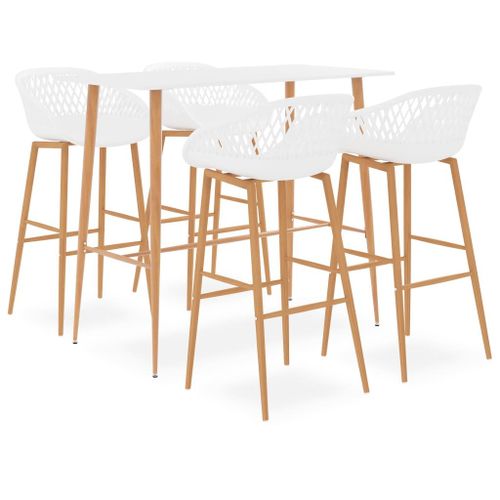 Vidaxl Ensemble De Bar 5 Pcs Blanc