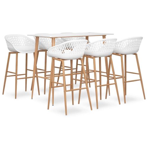 Vidaxl Ensemble De Bar 7 Pcs Blanc