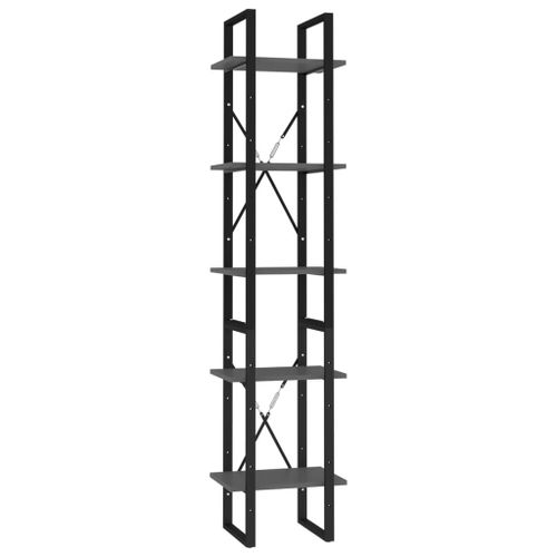 Vidaxl Bibliothèque À 5 Niveaux Gris 40x30x175 Cm Bois Ingénierie