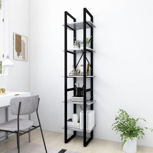 Vidaxl Bibliothèque À 5 Niveaux Gris Béton 40x30x175cm Bois Ingénierie