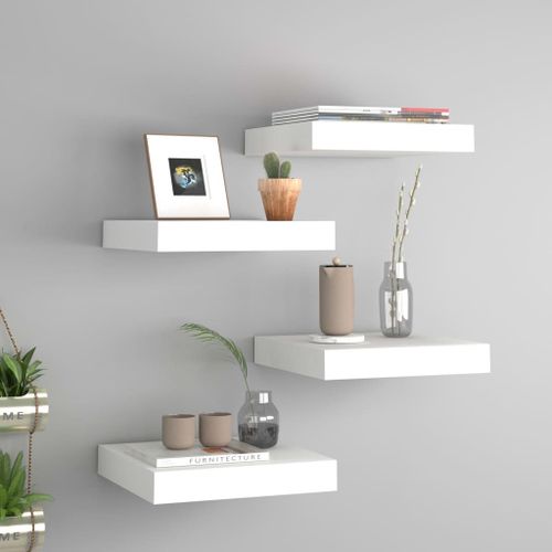 Vidaxl Étagères Murales Flottantes 4 Pcs Blanc 23x23,5x3,8 Cm Mdf