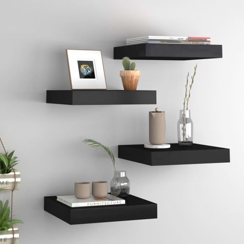 Vidaxl Étagères Murales Flottantes 4 Pcs Noir 23x23,5x3,8 Cm Mdf