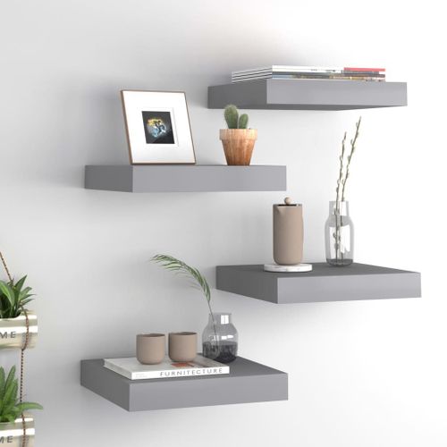 Vidaxl Étagères Murales Flottantes 4 Pcs Gris 23x23,5x3,8 Cm Mdf