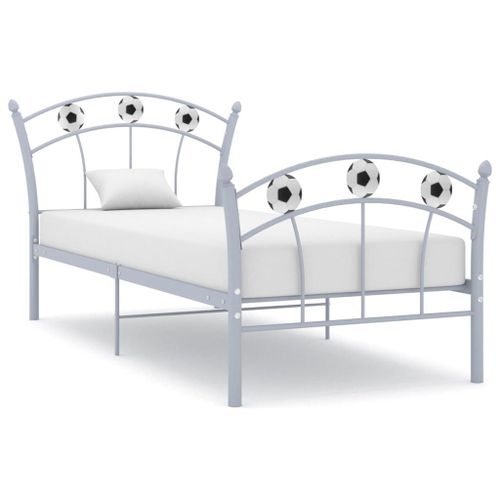Vidaxl Cadre De Lit Sans Matelas Gris Métal 90x200 Cm