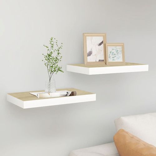 Vidaxl Étagères Flottantes 2 Pcs Chêne Et Blanc 40x23x3,8 Cm Mdf
