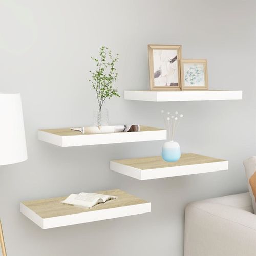 Vidaxl Étagères Flottantes 4 Pcs Chêne Et Blanc 40x23x3,8 Cm Mdf