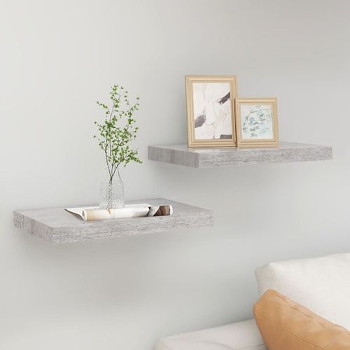 Vidaxl Étagères Murales Flottantes 2 Pcs Gris Béton 40x23x3,8 Cm Mdf