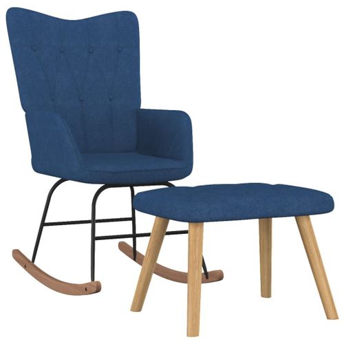 Vidaxl Chaise À Bascule Avec Repose-Pied Bleu Tissu