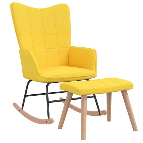 Vidaxl Chaise À Bascule Avec Tabouret Jaune Moutarde Tissu