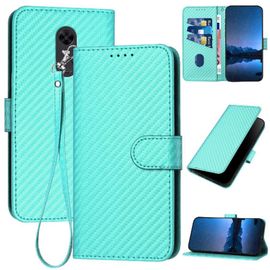 Tongez Étui Pour Xiaomi Redmi 5 Plus Surface De Fibre De Carbone Avec Fente Pour Carte Et Béquille Cuir Premium Avec Sangle Détachable - Vert